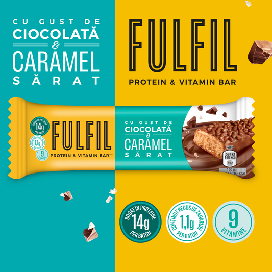 Baton bogat în proteine cu gust de ciocolată și caramel sărat - 15x40g