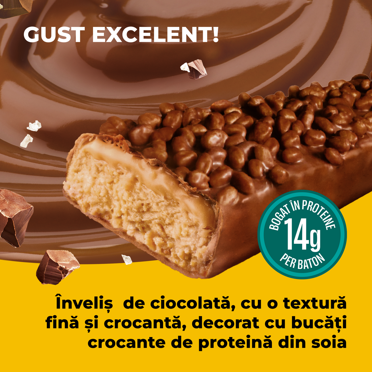 Baton bogat în proteine cu gust de ciocolată și caramel sărat - 15x40g