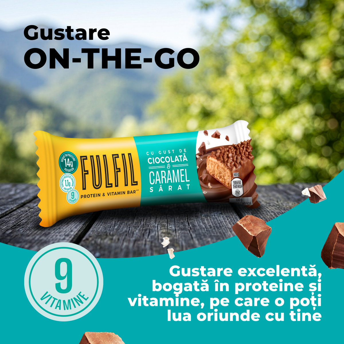 Baton bogat în proteine cu gust de ciocolată și caramel sărat - 15x40g