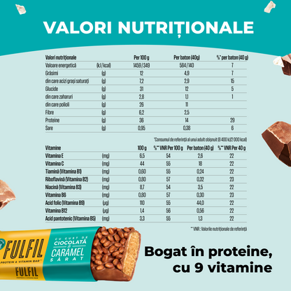 Baton bogat în proteine cu gust de ciocolată și caramel sărat - 15x40g