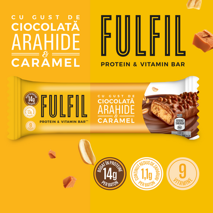Baton bogat în proteine cu gust de ciocolată, arahide și caramel - 15x40g