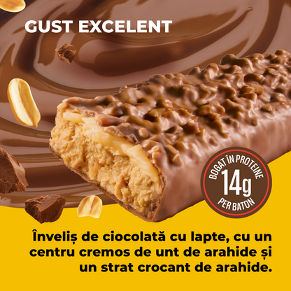 Baton bogat în proteine cu gust de ciocolată și unt de arahide - 15x40g