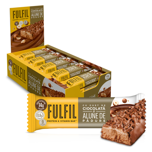 Baton bogat în proteine cu gust de ciocolată și alune de pădure - 15x40g
