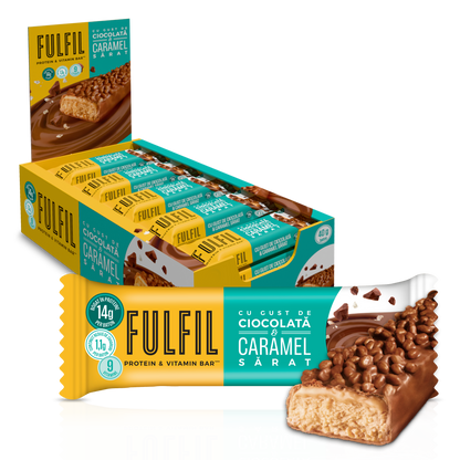 Baton bogat în proteine cu gust de ciocolată și caramel sărat - 15x40g
