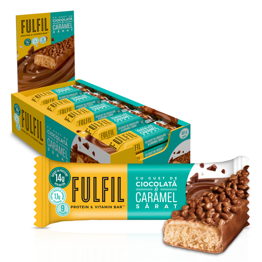 Baton bogat în proteine cu gust de ciocolată și caramel sărat - 15x40g